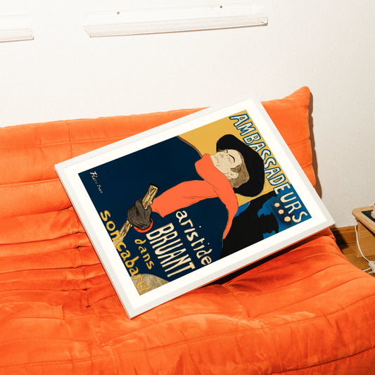 Berühmtes Plakat von Henri de Toulouse-Lautrec zeigt Aristide Bruant mit rotem Schal und schwarzem Hut aus dem Jahr 1892.