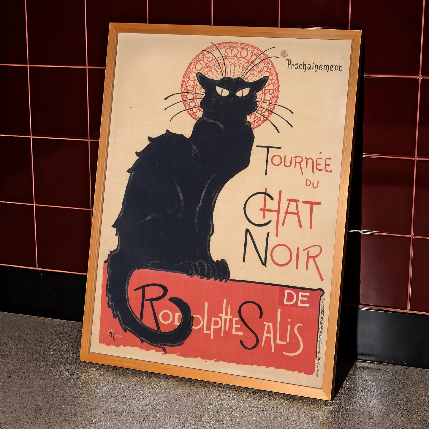 Detailansicht des Le Chat Noir Kunstdrucks mit Fokus auf die Grafik der Katze.