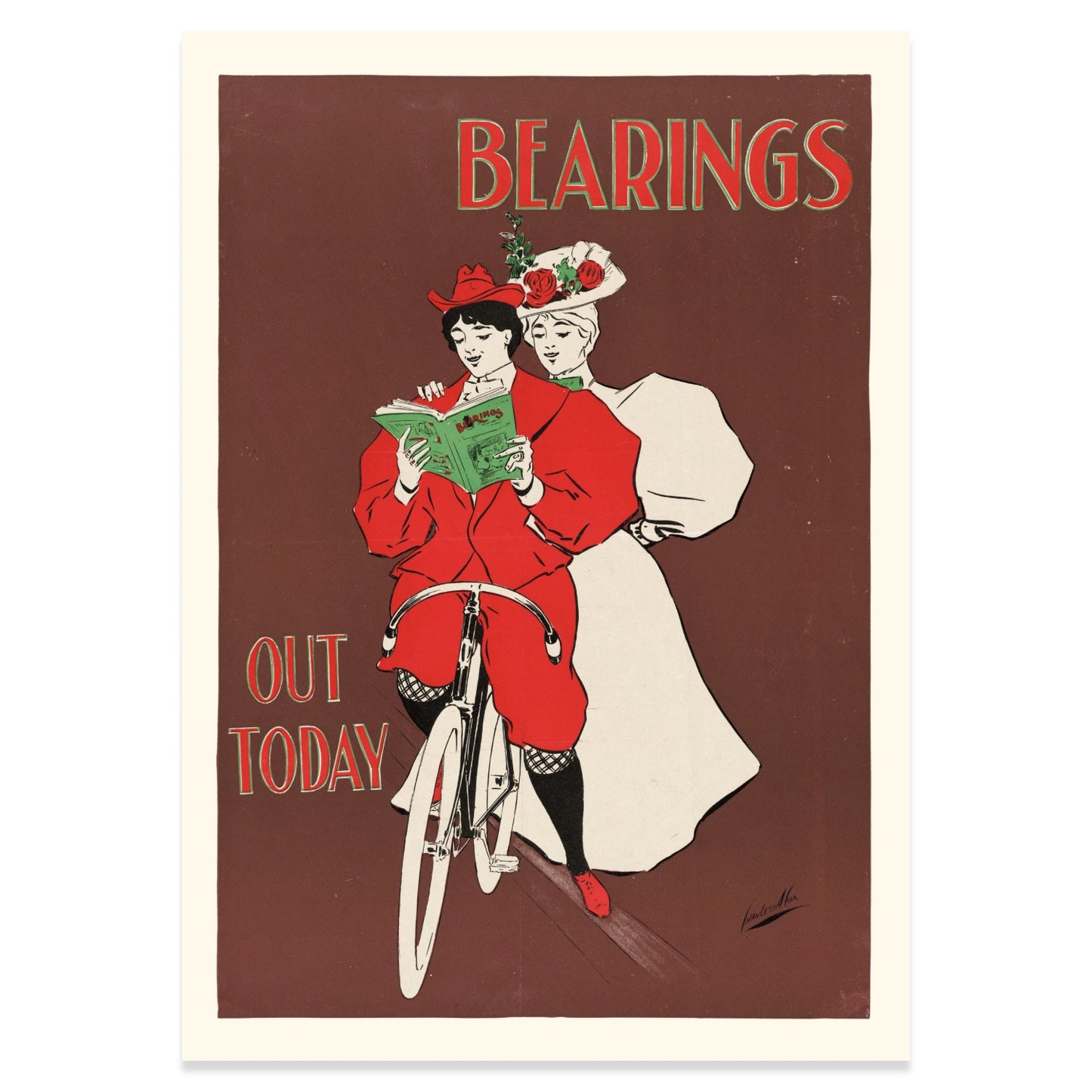 Retro-Poster Bearings Out Today von Charles Arthur Cox im Grafikstil der Belle Epoque.