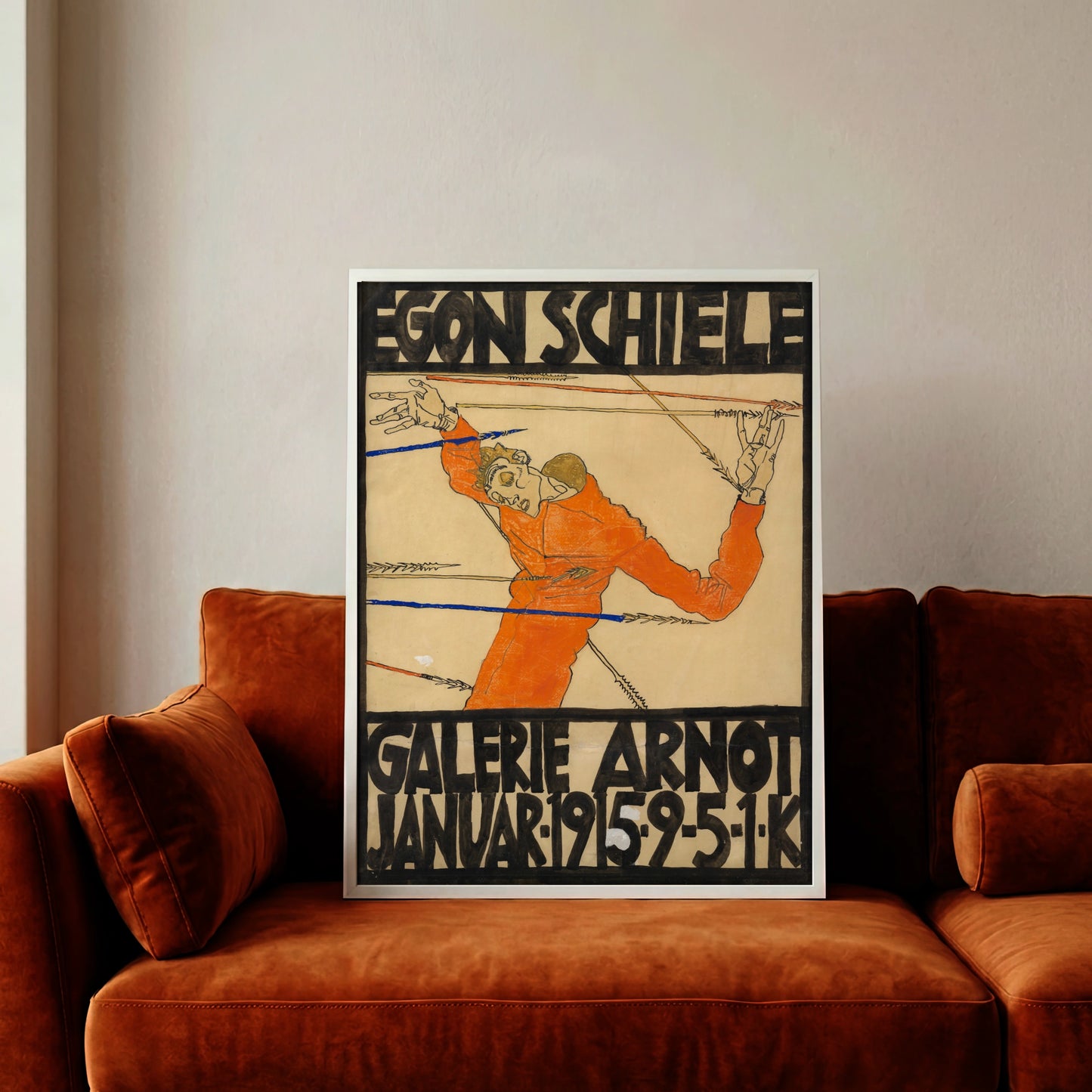 Detaillierter Kunstrepro-Druck Schiele Galerie Arnot auf mattem Papier.