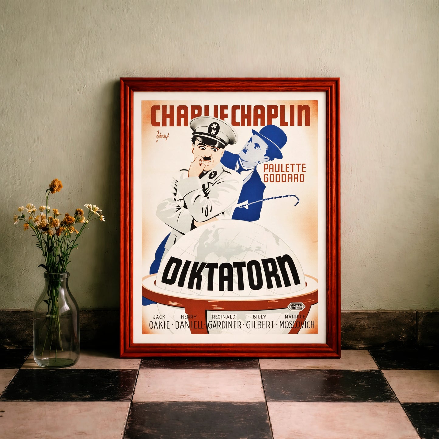 Eric Rohman Vintage Filmplakat Illustration in Blau, Rot und Cremeweiß.