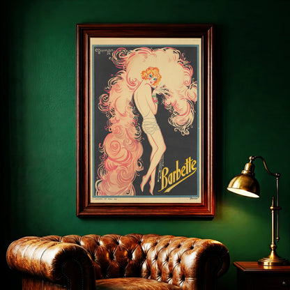 Stilisierte Darstellung von Barbette, einem Seiltänzer der 1920er Jahre, in kunstvollem Gesmar-Design.