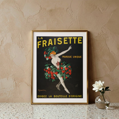 Leonetto Cappiello Illustration einer Fee mit Erdbeer-Hut und likörflasche.