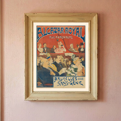 Vintage Belgisches Theaterplakat von 1894 mit detaillierten Porträts.