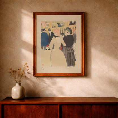 Kunstplakat im Stil des Post-Impressionismus mit Fokus auf das Pariser Montmartre-Nachtleben.