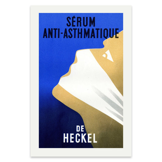 Druck eines historischen Pharma-Plakats mit markanter Typografie und reduziertem Design.