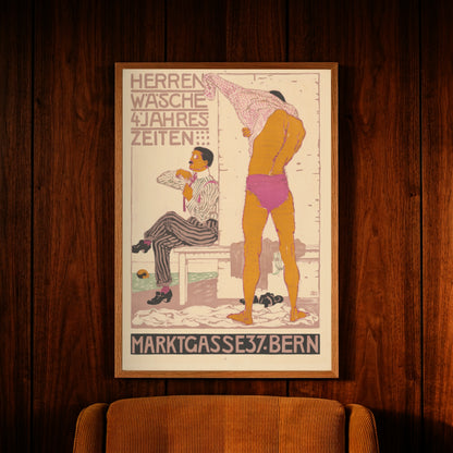 Burkhard Mangold Kunstdruck Modeplakat Herrenwäsche Marktgasse Bern.