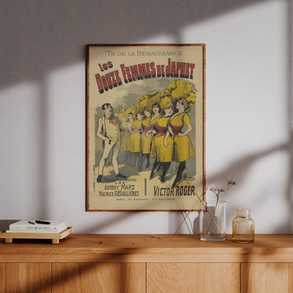 Historische Lithografie für die Operette Les douze femmes de Japhet im Théâtre de la Renaissance.