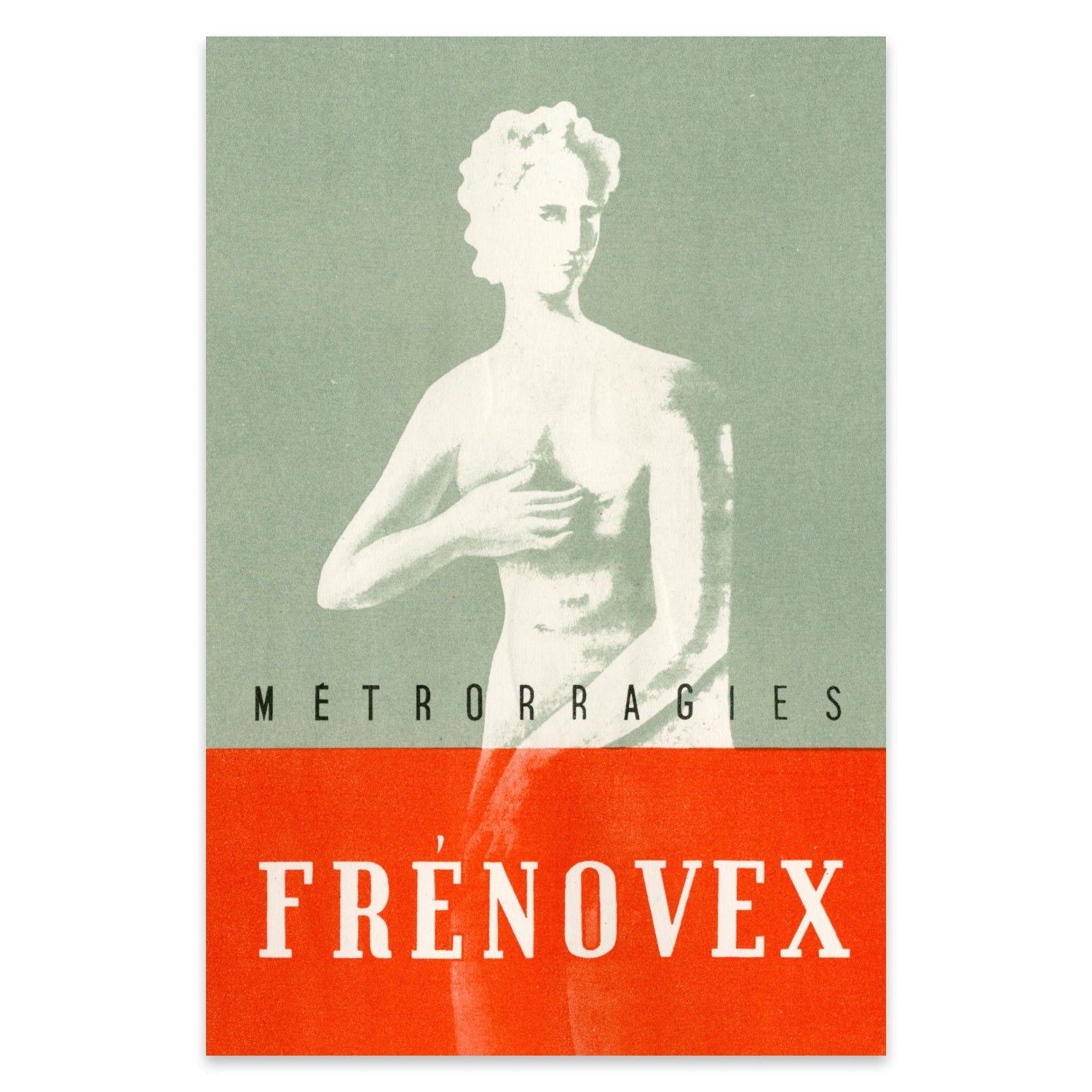 Vintage Grafik-Illustration einer antiken Statue für medizinische Werbung im 20. Jahrhundert.
