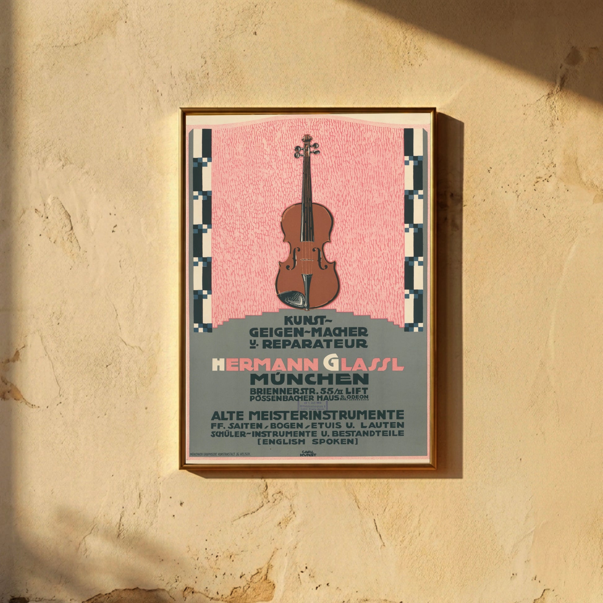 Illustration einer Violine mit kunstvoller Typografie für ein Münchener Geigenbau-Atelier.