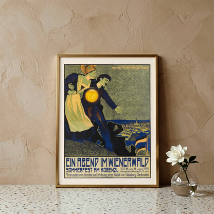Historisches Werbeplakat für das Sommerfest am Kobenzl 1909 im Wienerwald.