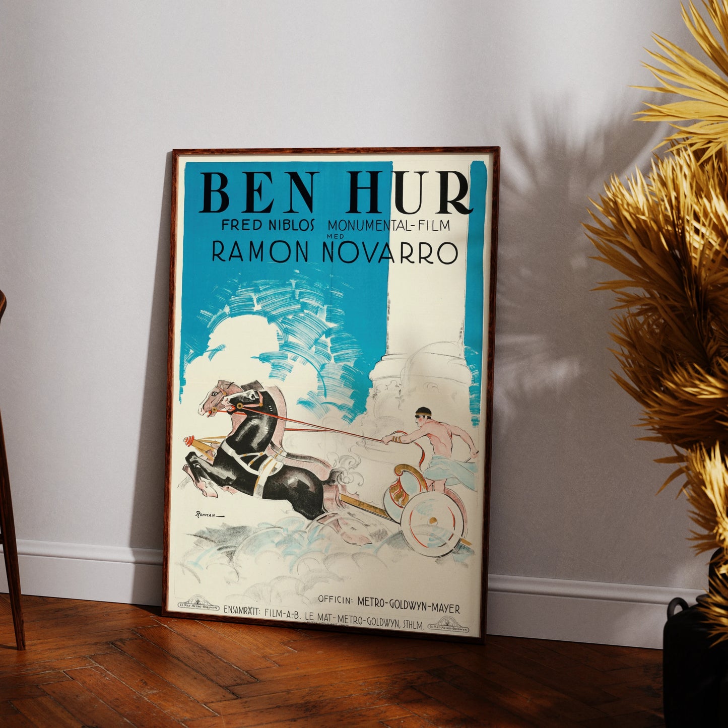 Historisches schwedisches Plakat für Fred Niblos Ben-Hur Film mit Ramon Novarro.