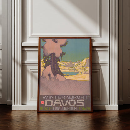 Historisches Schweizer Plakat für den Winterkurort Davos in Graubünden.