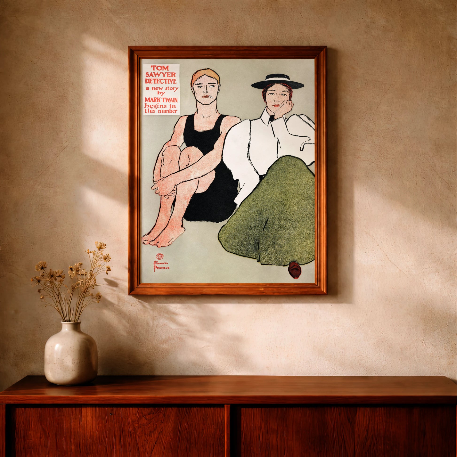 Historisches Werbeplakat für Tom Sawyer Detective von Mark Twain.
