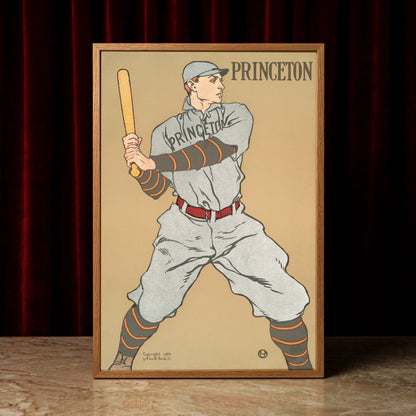Vintage Sportplakat der Princeton University mit Baseball Schlagmann.