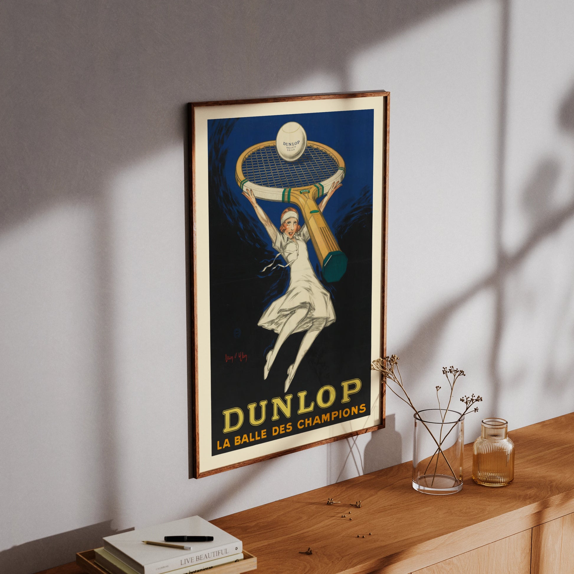 Art Déco Illustration von Jean d'Ylen für Dunlop La Balle des Champions.
