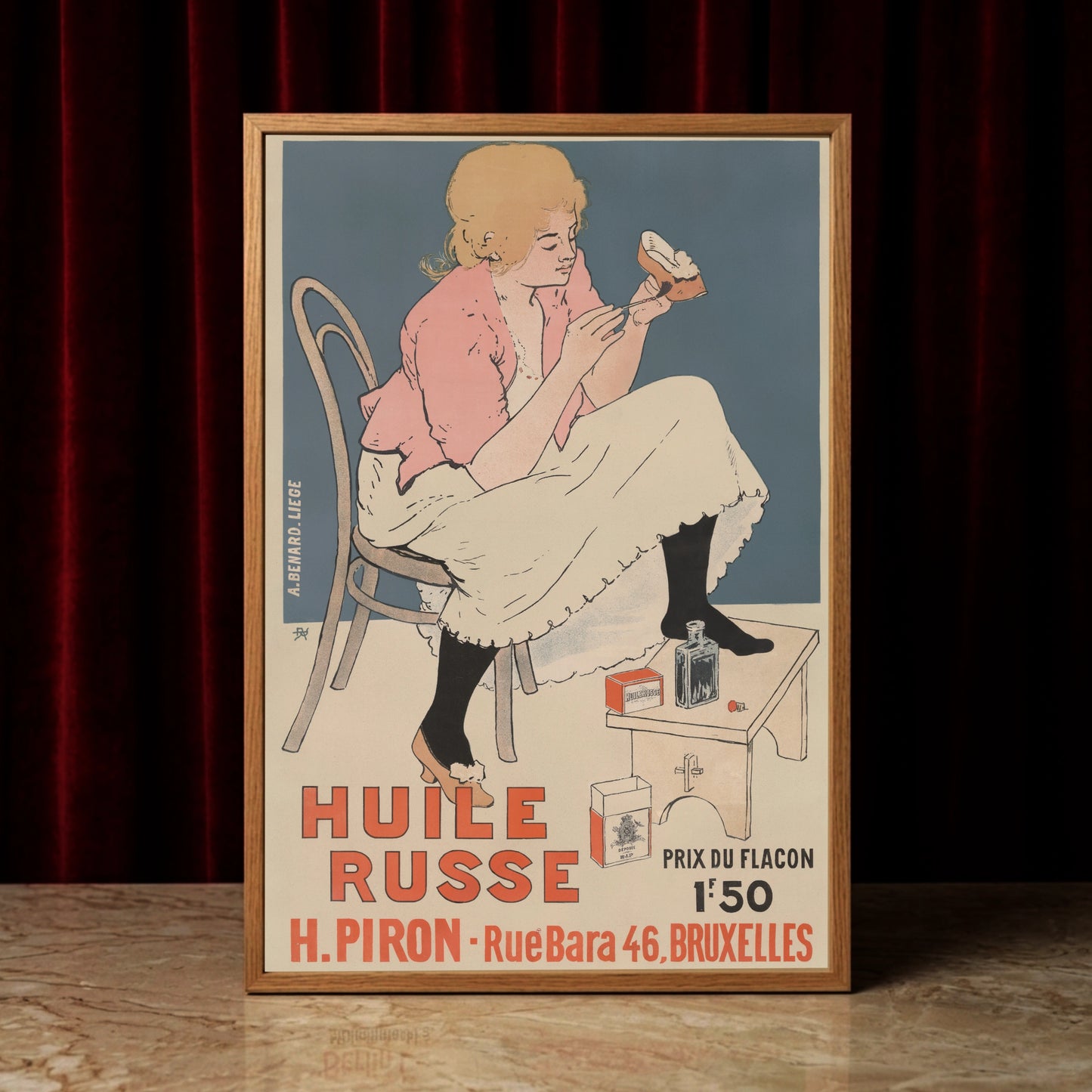 Historische Werbung für Huile Russe H. Piron Bruxelles von 1896.
