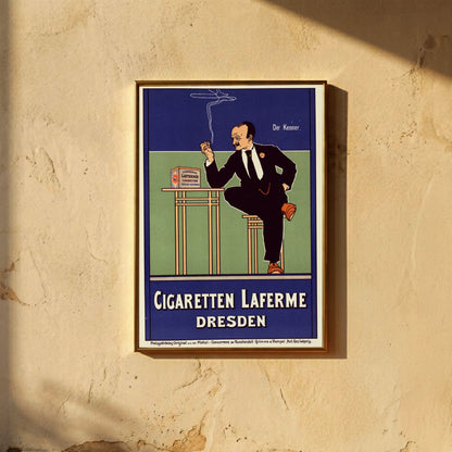 Werbeplakat für Cigaretten Laferme Dresden von Künstler Fritz Rehm im Jugendstil.