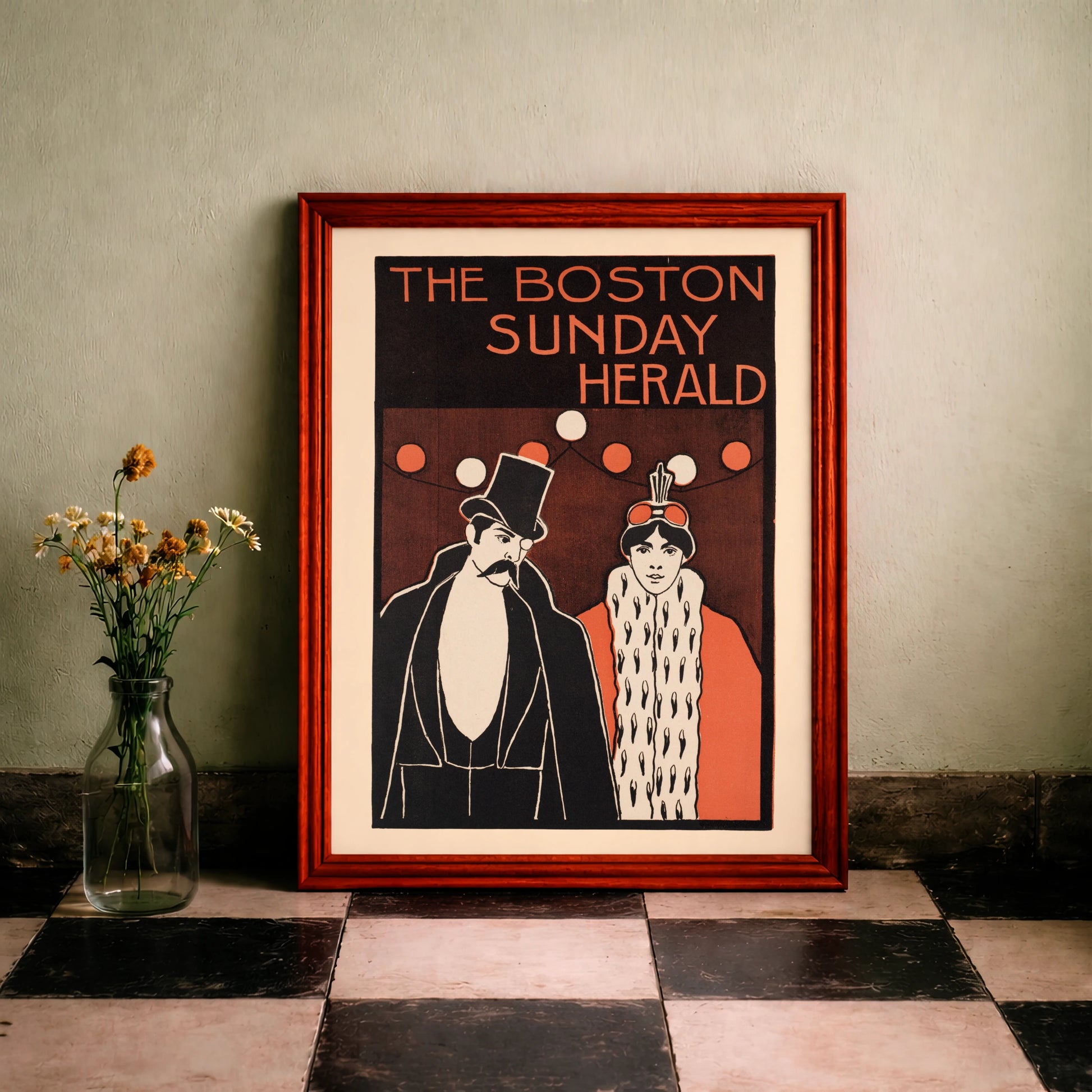 Werbeplakat für die Sonntagsausgabe des Boston Herald zum Thema Mode 1895.