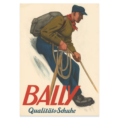 Klassisches Schweizer Plakatdesign der 1930er Jahre in Rot, Blau und Ocker.