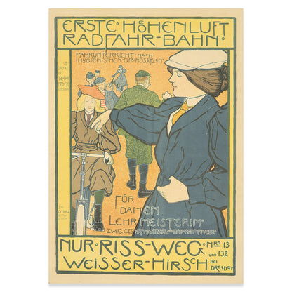 Vintage Fahrradposter mit Lehrmeisterin für Damen im späten 19. Jahrhundert.