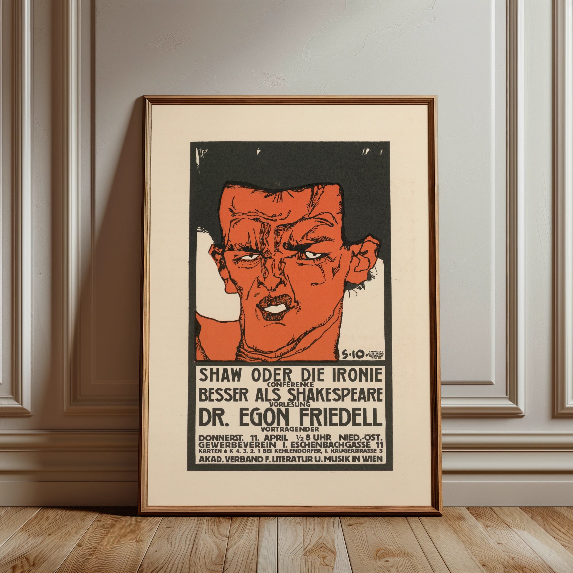 Egon Schiele Vintage Grafik für den Akad. Verband für Literatur u. Musik in Wien.