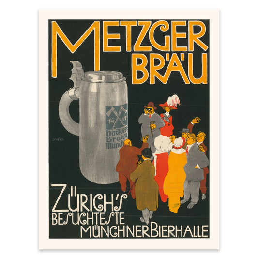 Werbeplakat aus dem Jahr 1912 für Zürichs meistbesuchte Bierhalle.