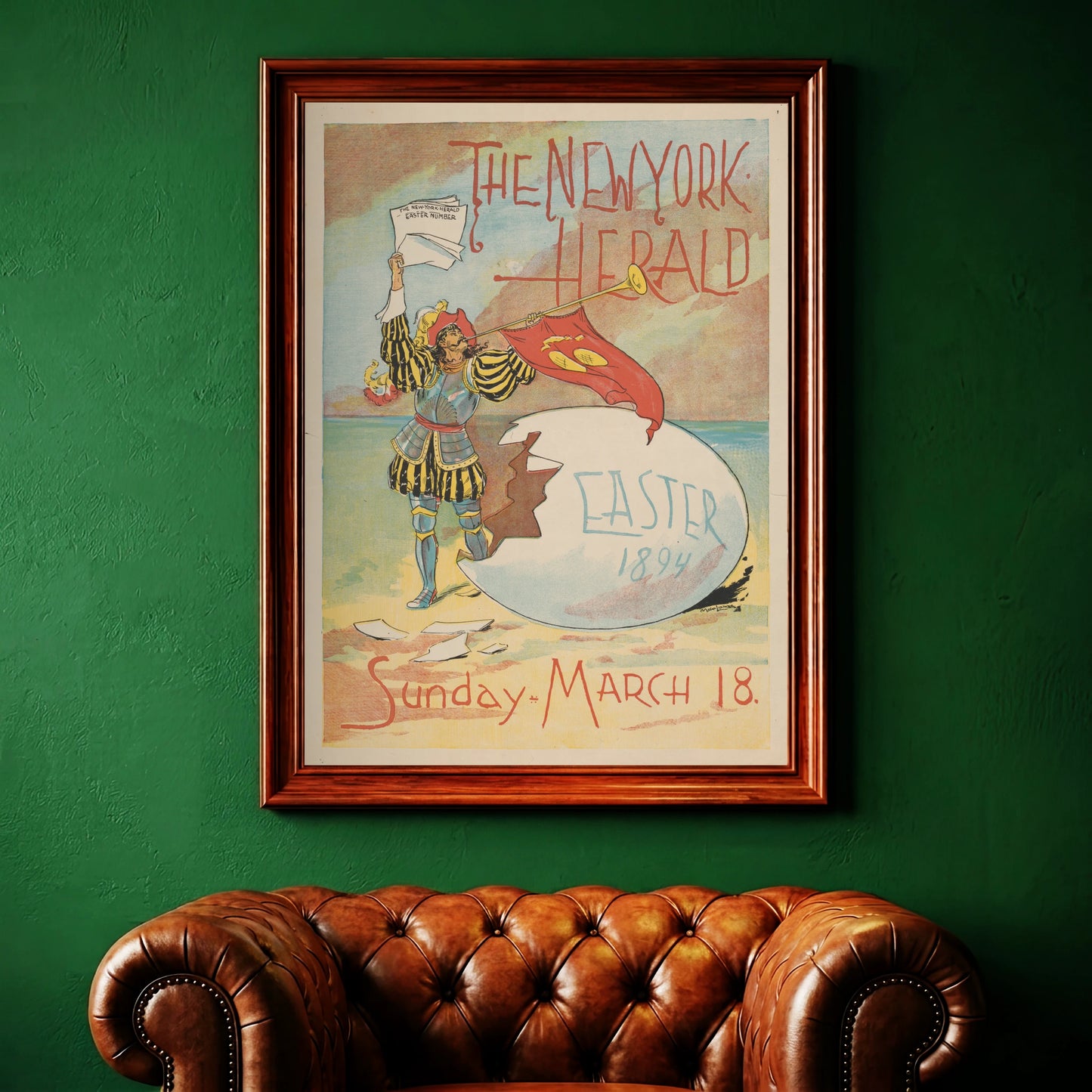 Historisches Werbeplakat der Zeitung The New York Herald für die Osterausgabe 1894.